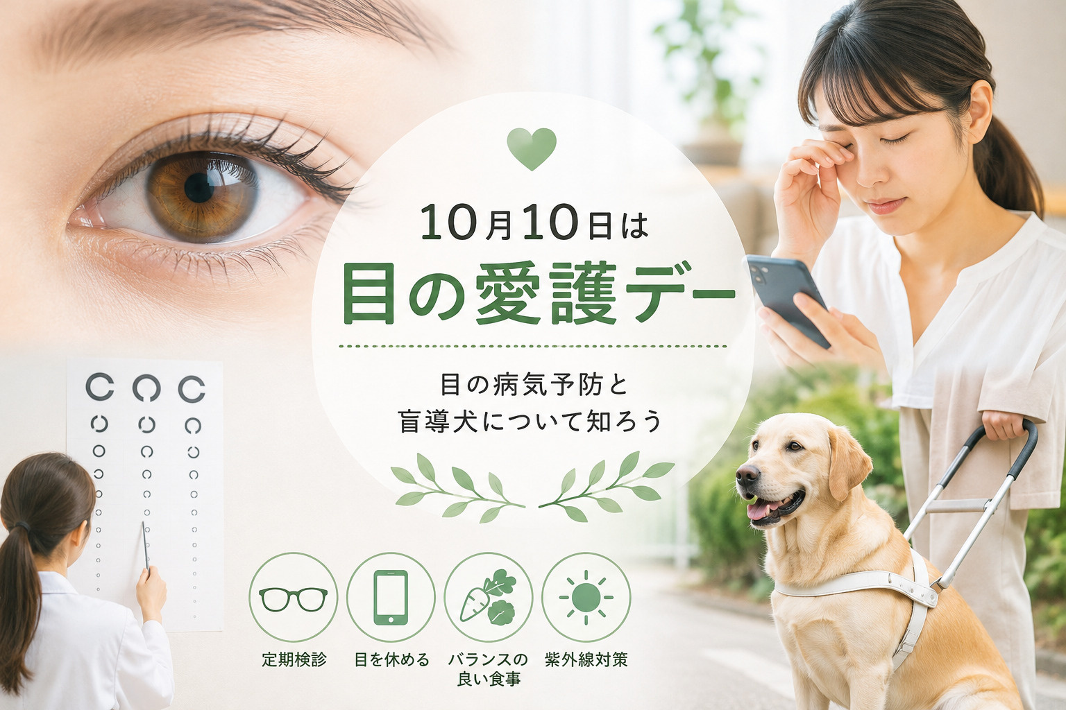 10月10日は目の愛護デー！目の病気予防と盲導犬について知ろ...の画像