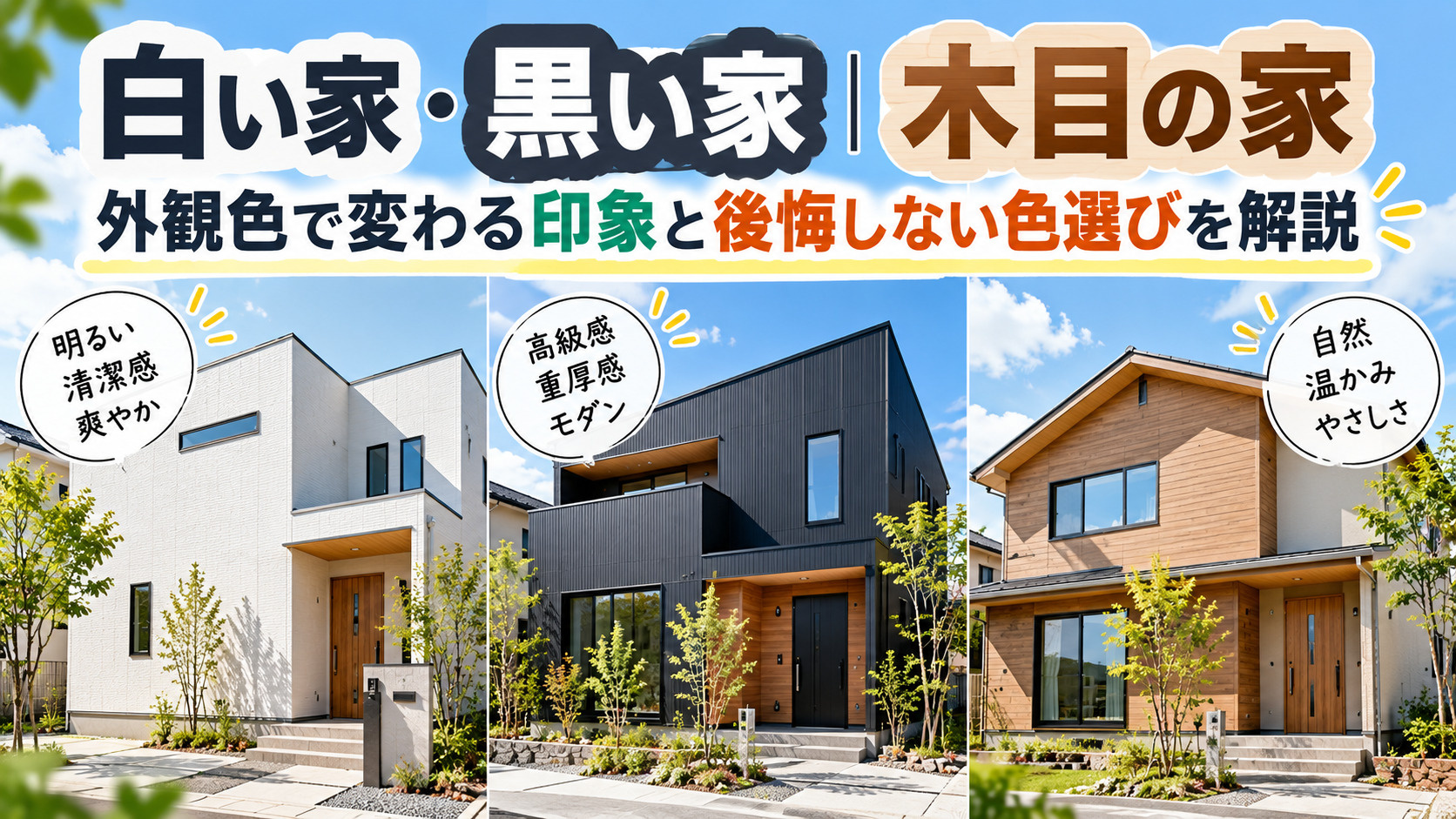 白い家・黒い家・木目の家｜外観色で変わる印象と後悔しない色選...の画像