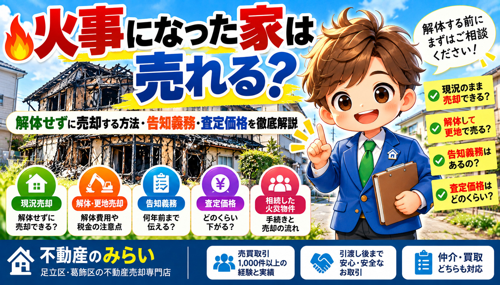 火事になった家は売れる？解体せずに売却する方法・告知義務・査...の画像