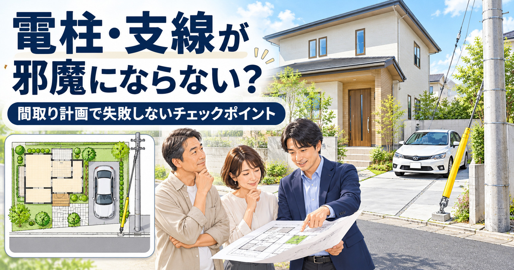 電柱や支線が邪魔にならないか不安な方へ？間取り計画で失敗しな...の画像