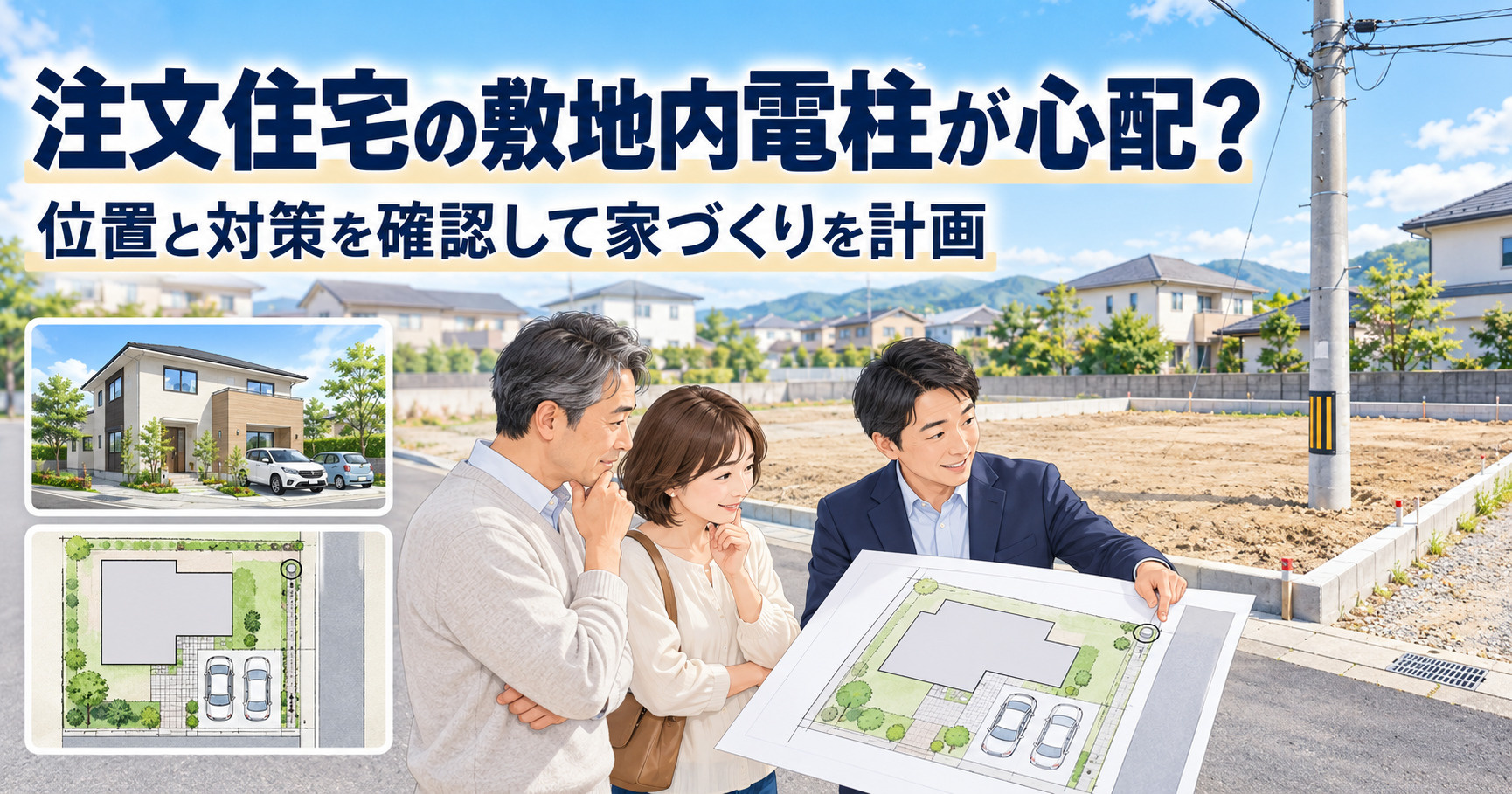 注文住宅の敷地内電柱が心配な方へ？位置や対策を知り失敗しない...の画像