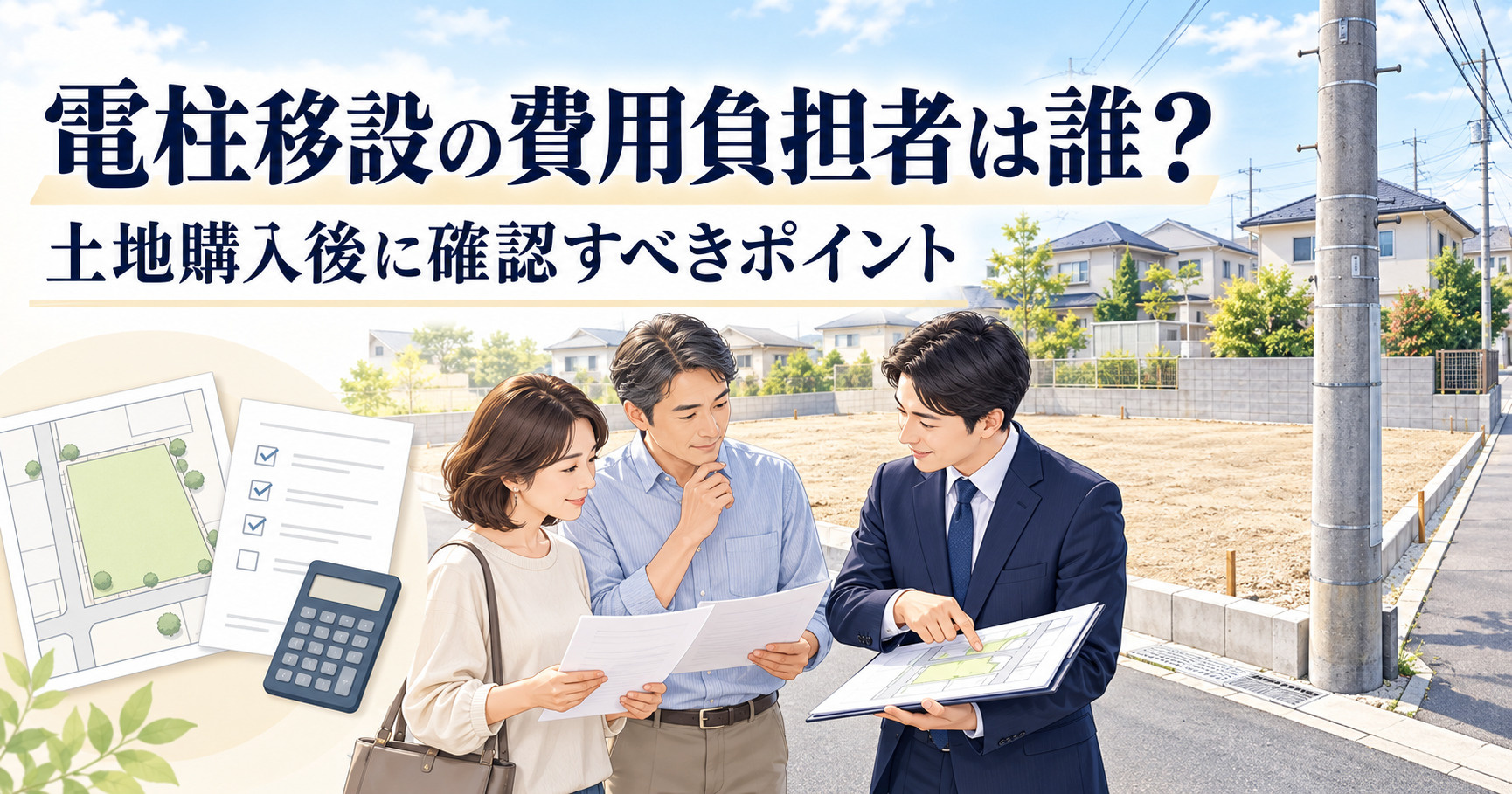 電柱移設の費用負担者は誰？土地購入後に確認すべきポイントを解...の画像