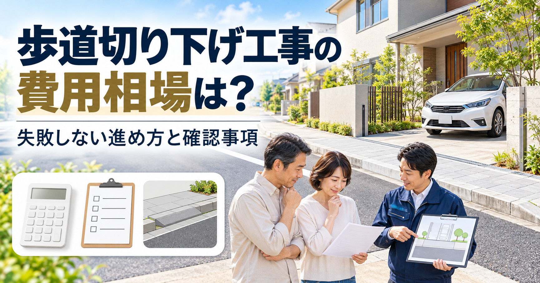 歩道切り下げ工事の費用相場は？失敗しない進め方と確認事項の画像