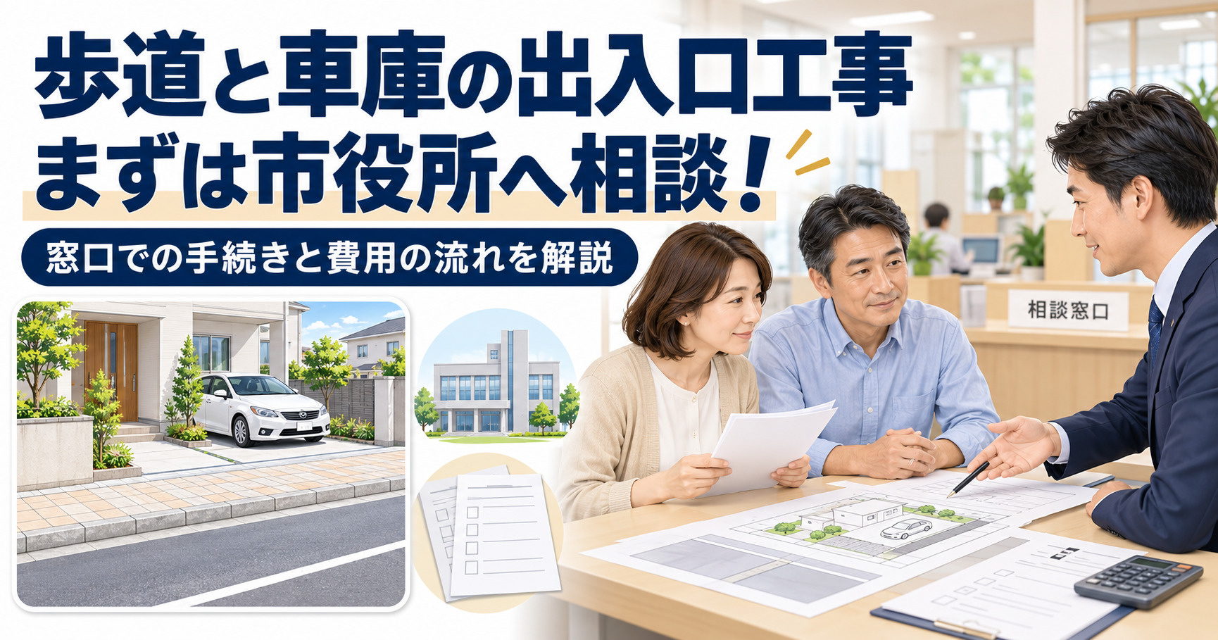 歩道と車庫の出入口工事は市役所へ相談を！窓口での手続きや費用...の画像