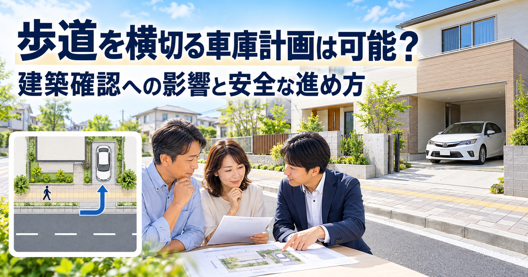 歩道を横切る車庫計画は可能か？建築確認への影響と安全な進め方...の画像