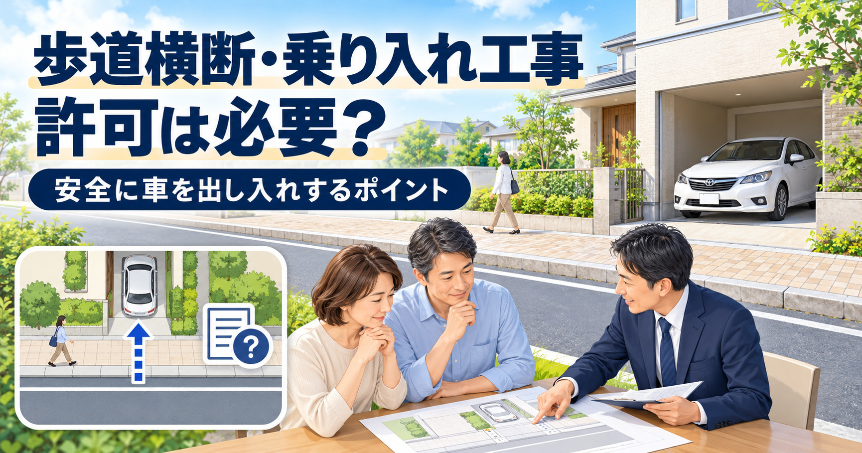歩道横断や乗り入れ工事の許可は必要？安全に車を出し入れするポ...の画像