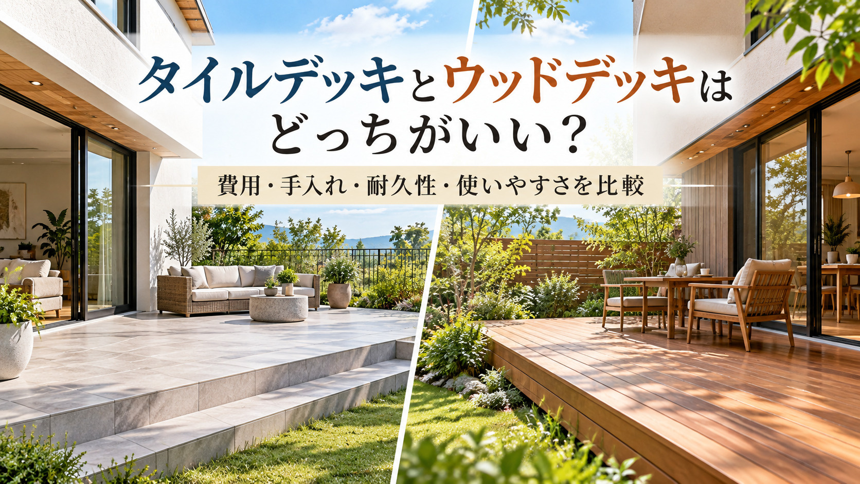 タイルデッキとウッドデッキはどっちがいい？費用・手入れ・耐久...の画像
