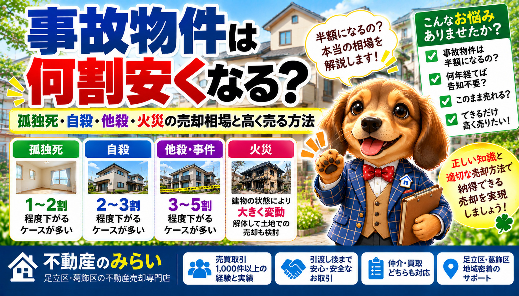 事故物件は何割安くなる？孤独死・自殺・他殺・火災物件の売却相...の画像
