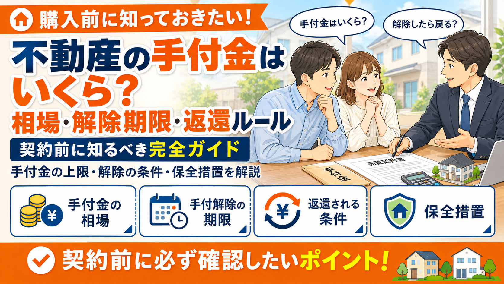 不動産の手付金はいくら？相場・解除の期限・返還ルールを解説の画像