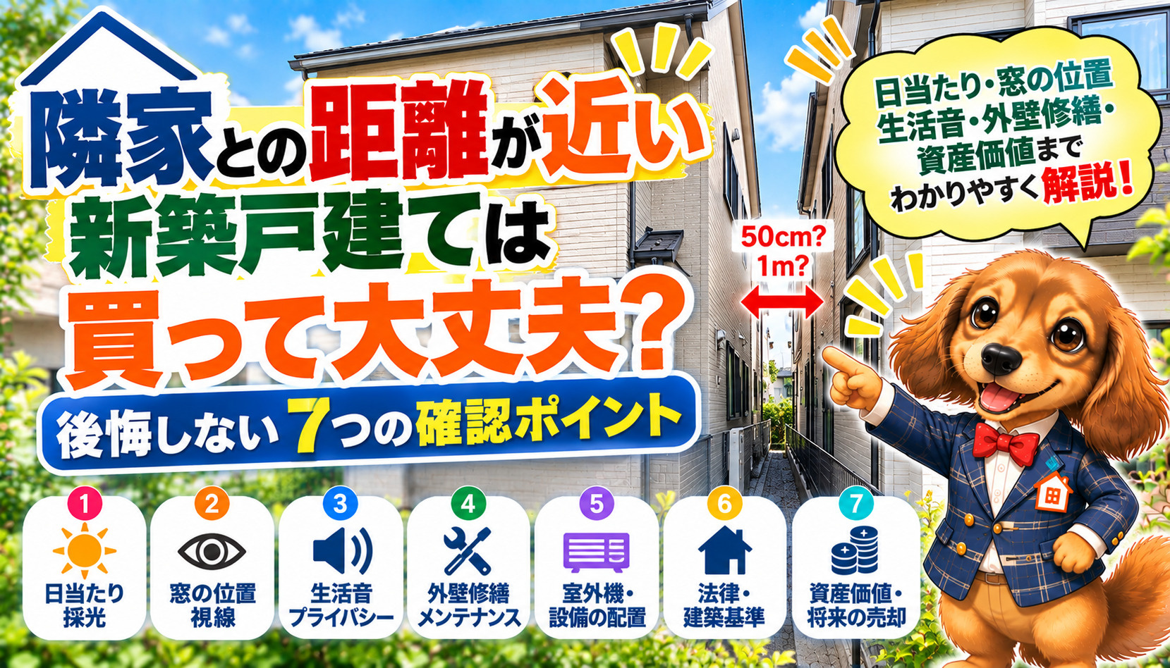 隣家との距離が近い新築戸建ては買って大丈夫？後悔しない購入判...の画像