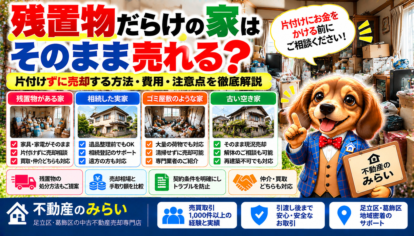 残置物だらけの家はそのまま売れる？片付けずに売却する方法・費...の画像