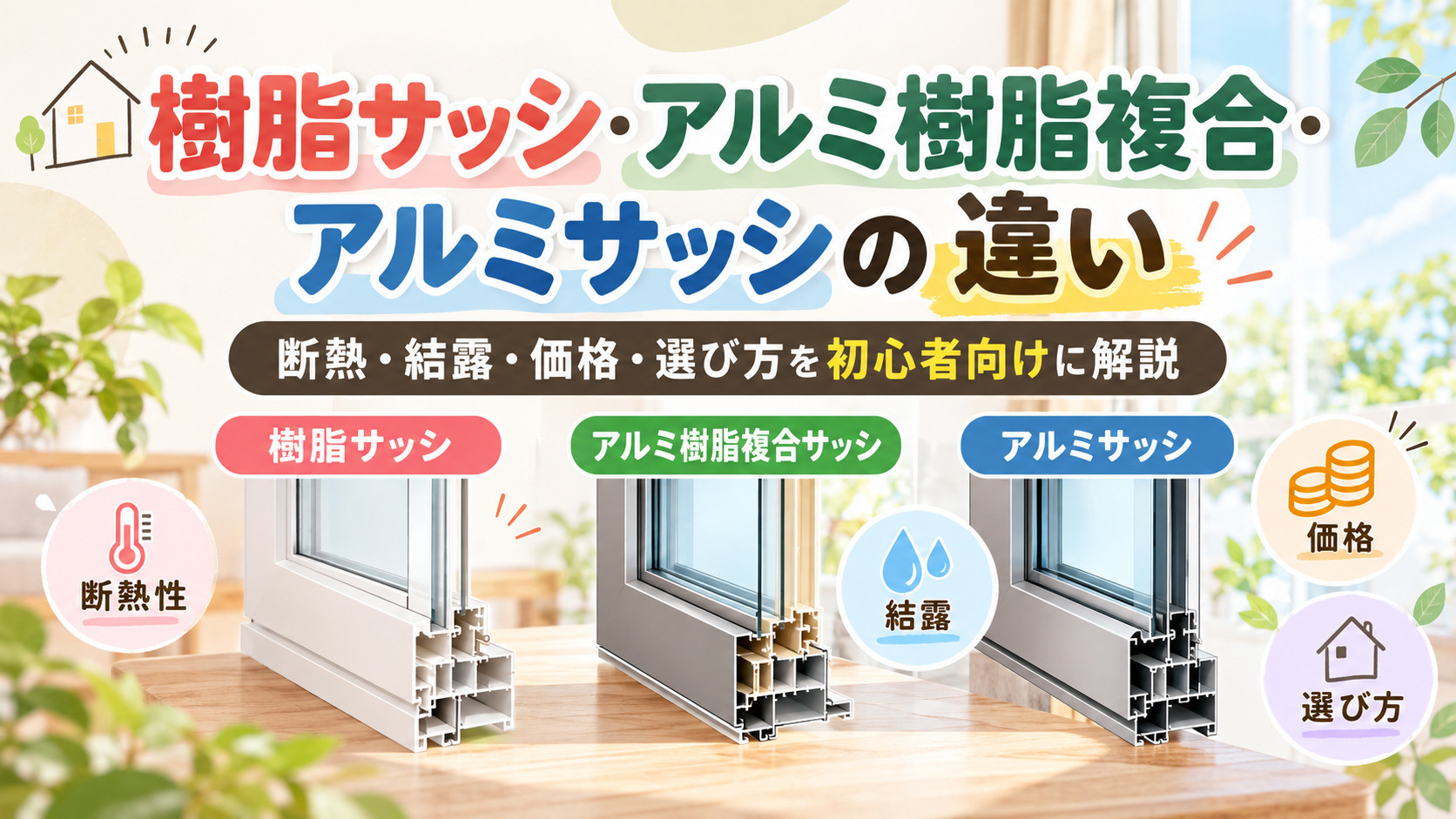 樹脂サッシ・アルミ樹脂複合・アルミサッシの違い｜断熱・結露・...の画像