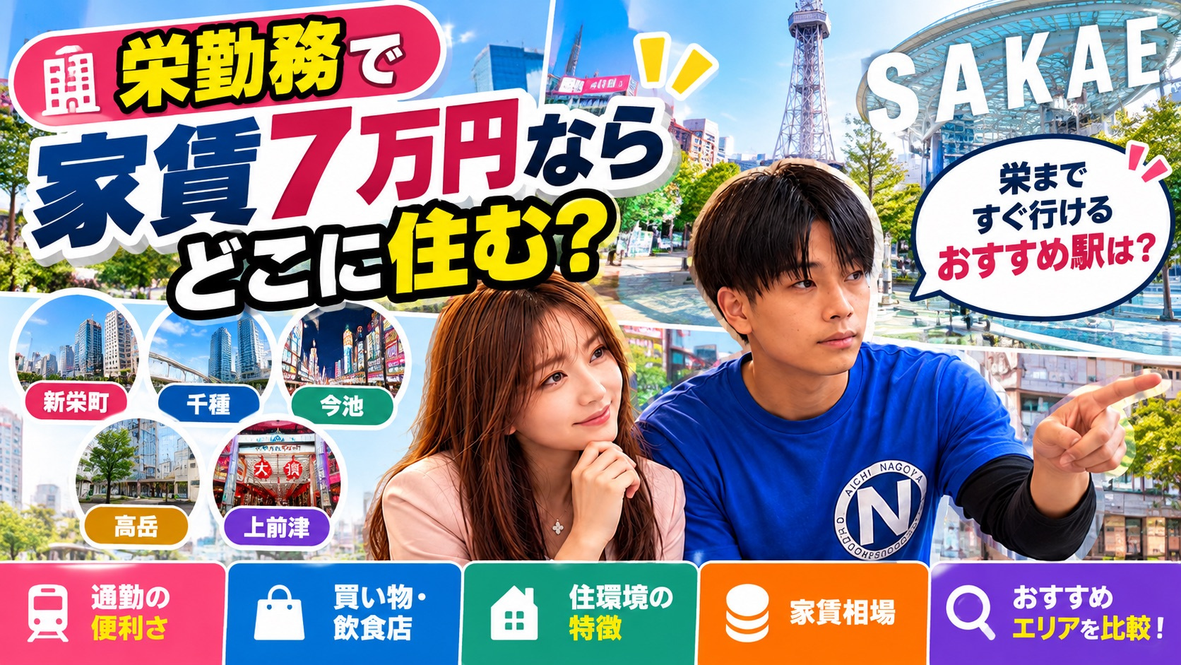 栄勤務で家賃7万円ならどこに住む？新栄町・千種・今池・高岳・...の画像