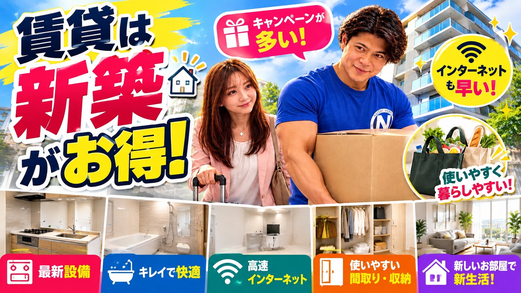 新築賃貸はお得？キャンペーン・フリーレント・最新設備・高速ネ...の画像