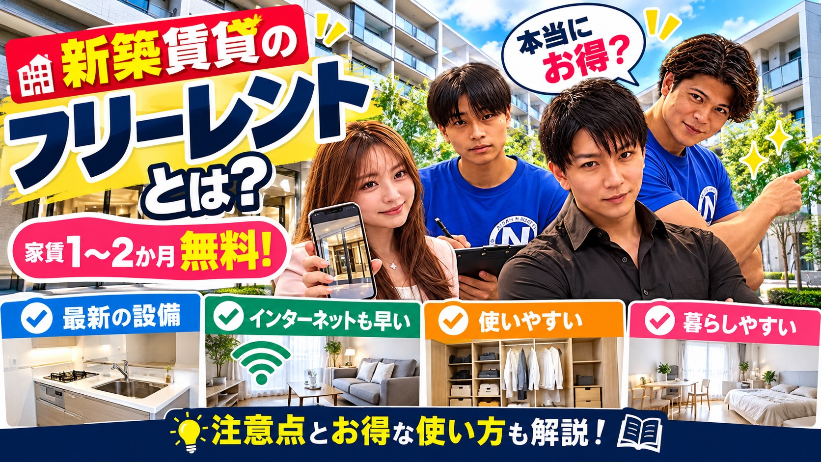 新築賃貸のフリーレントとは？家賃1〜2か月無料の仕組み・短期...の画像