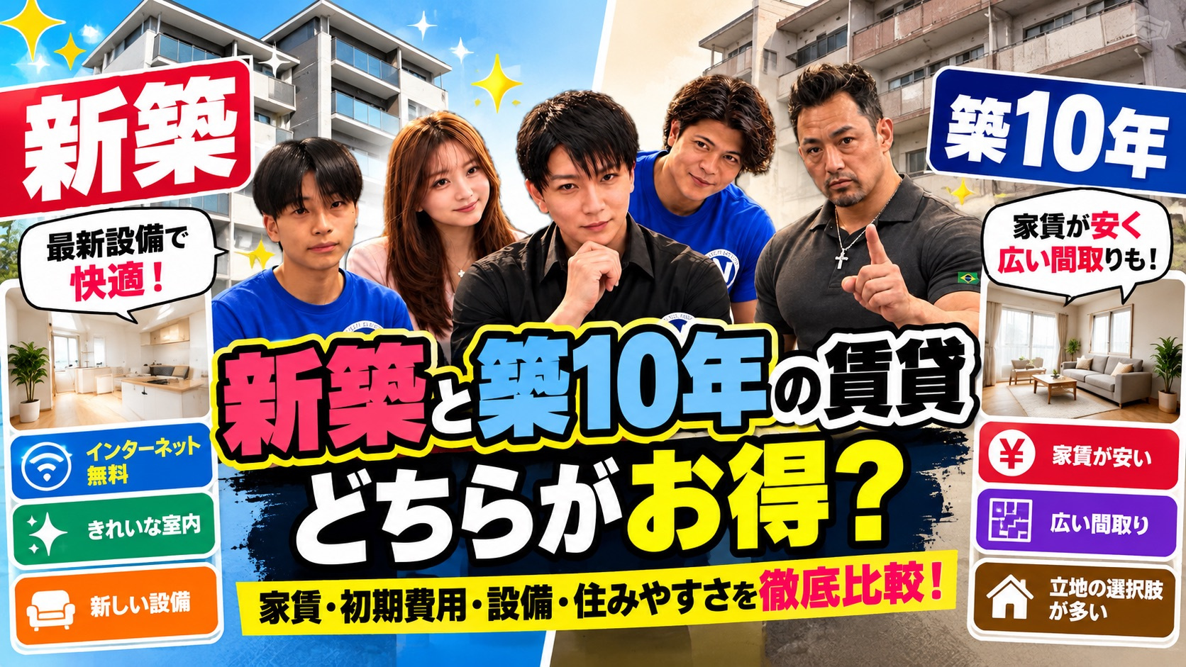 新築と築10年の賃貸、どちらがお得？家賃・初期費用・設備・住...の画像