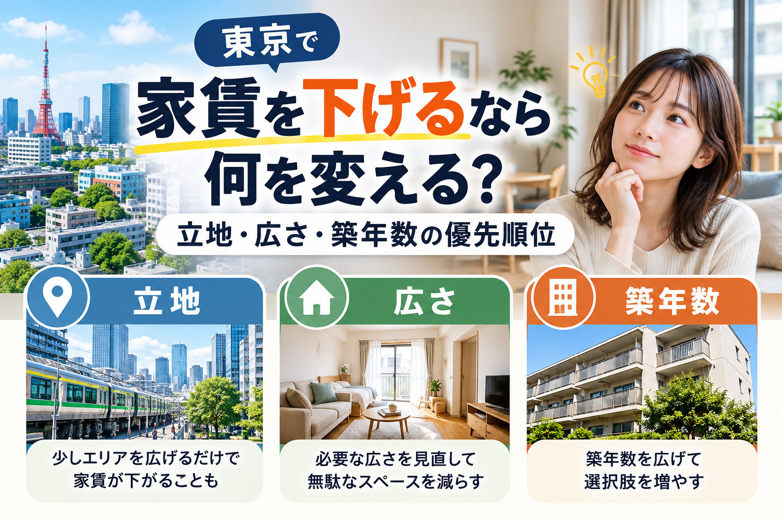 東京で家賃を下げる方法は？立地・広さ・築年数の優先順位を解説...の画像