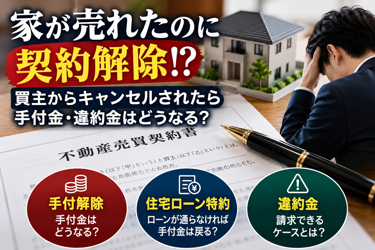 売買契約後に買主がキャンセル！手付金・違約金・ローン特約を解...の画像