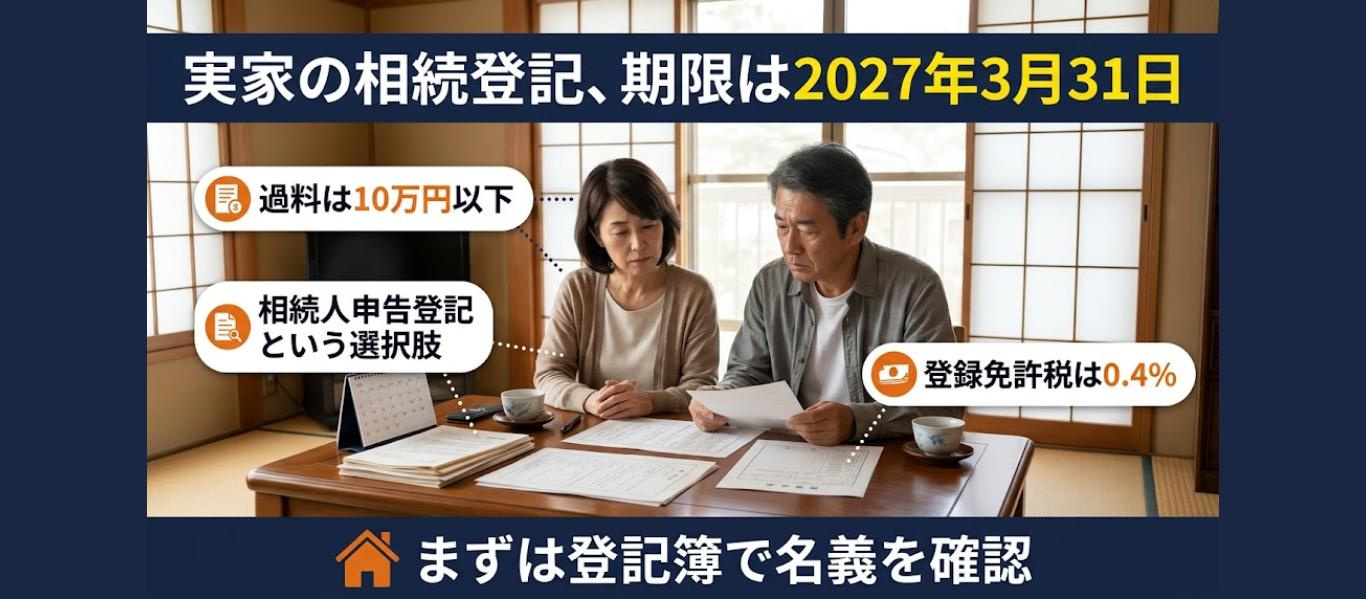 親の実家の相続登記、期限は2027年3月31日？過料10万円...の画像