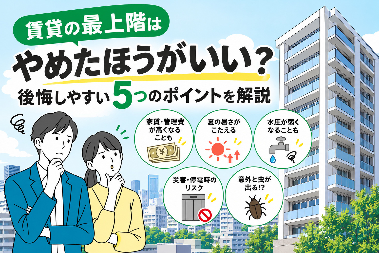 賃貸の最上階はやめたほうがいい？住んでから後悔しやすい5つの...の画像