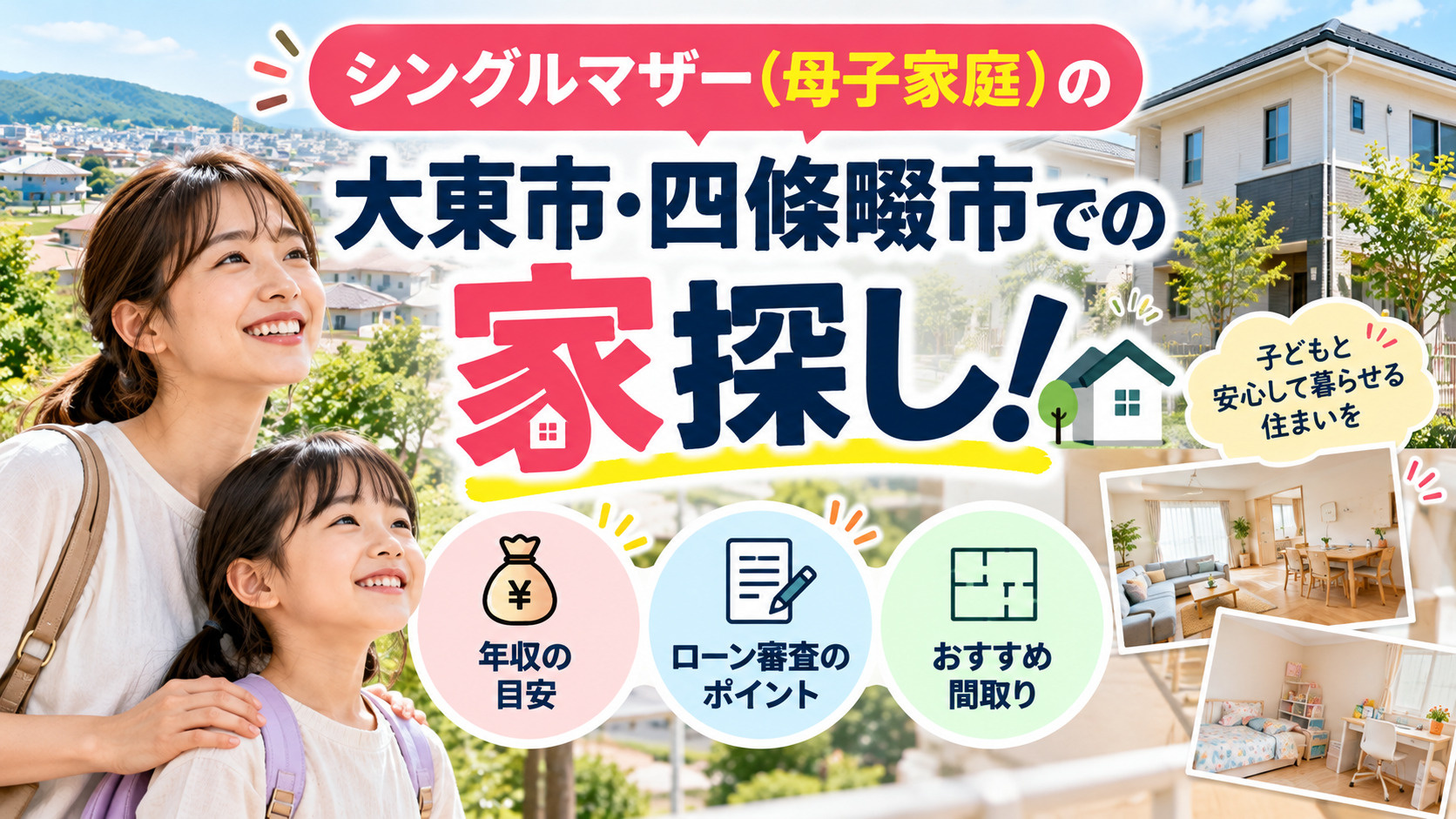 シングルマザー（母子家庭）の大東市・四條畷市での家探し！年収...の画像