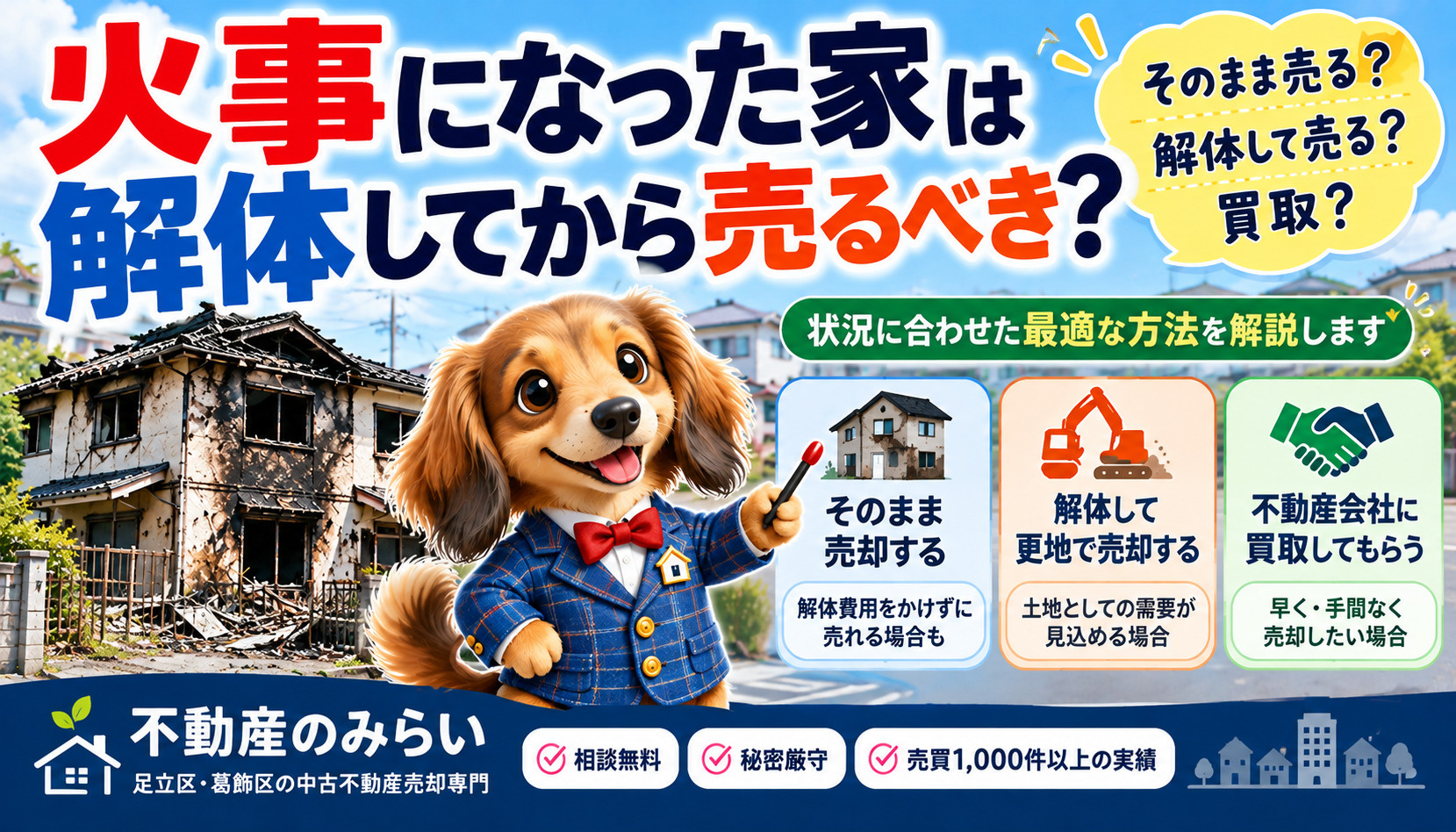 火事になった家は解体してから売るべき？そのまま売却する方法と...の画像