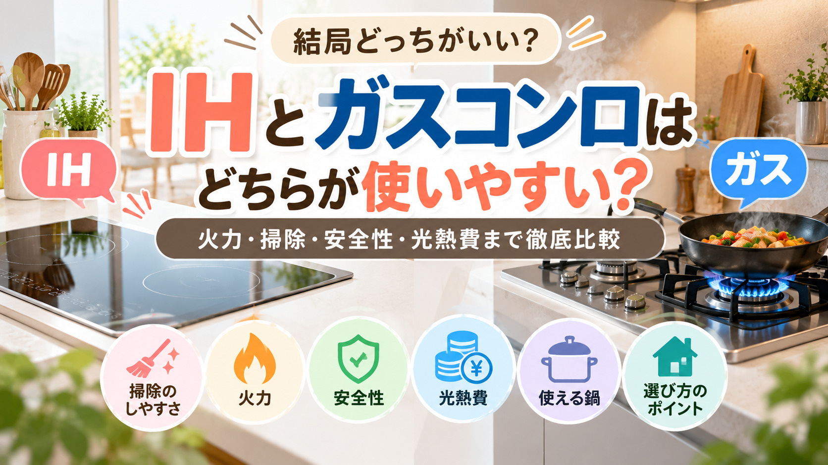 IHとガスコンロはどちらが使いやすい？火力・掃除・安全性・光...の画像