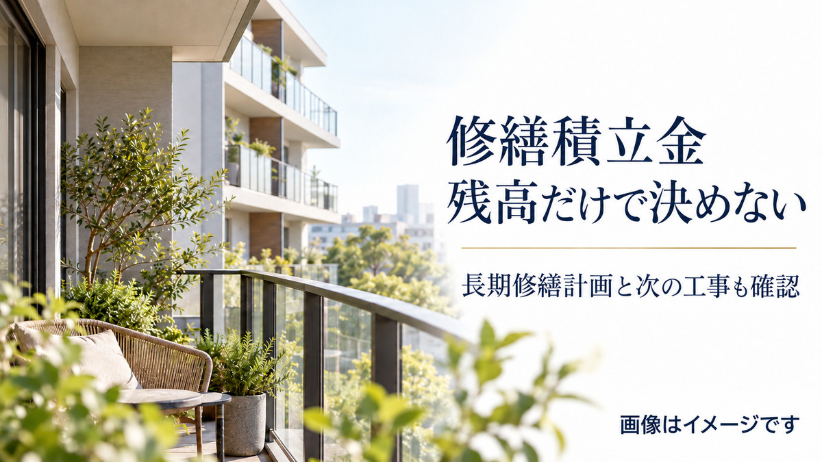 中古マンションの修繕積立金、残高だけで判断しない：長期修繕計...の画像