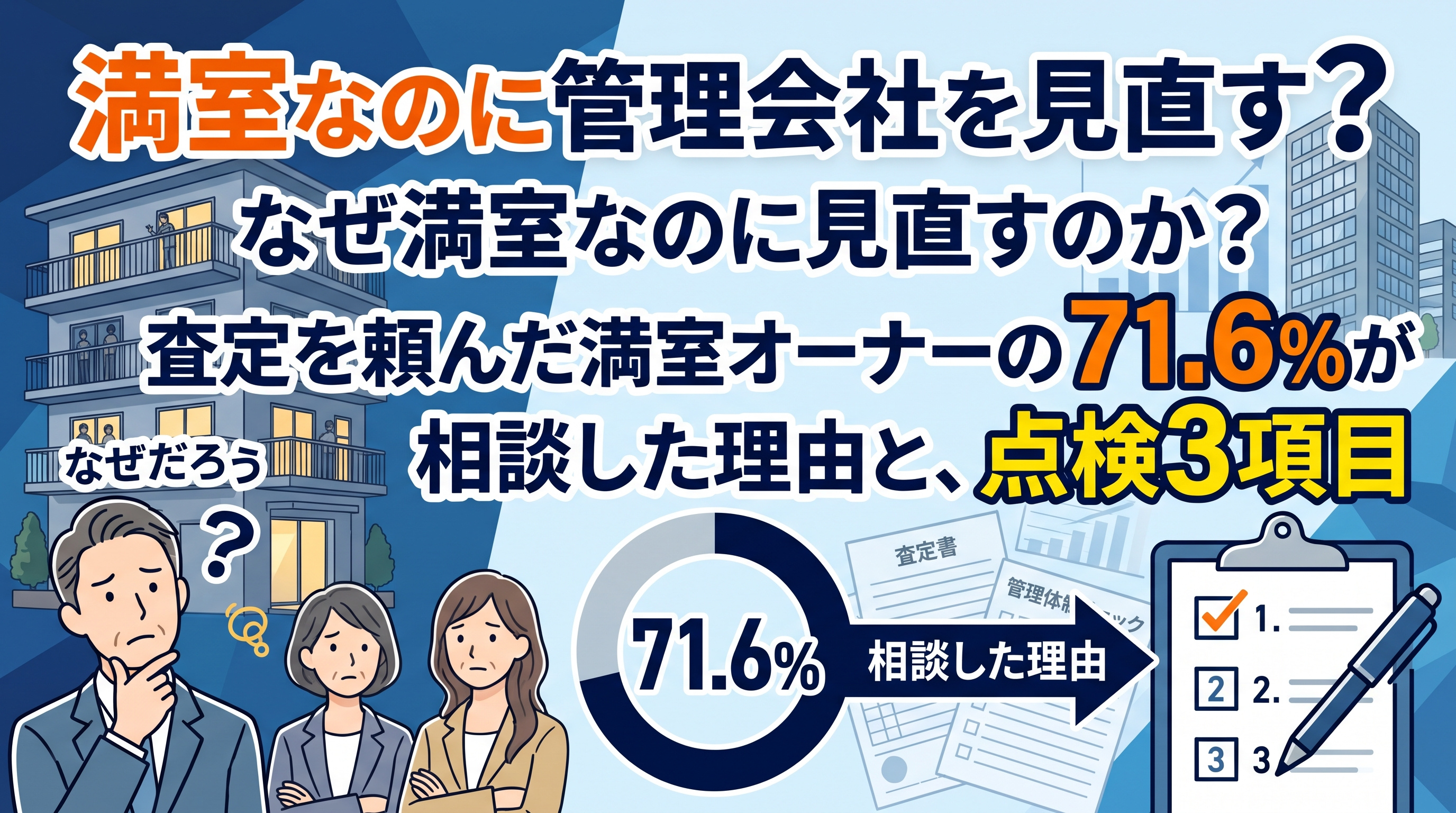 「満室でも管理会社を見直す」オーナー71.6%の理由の画像