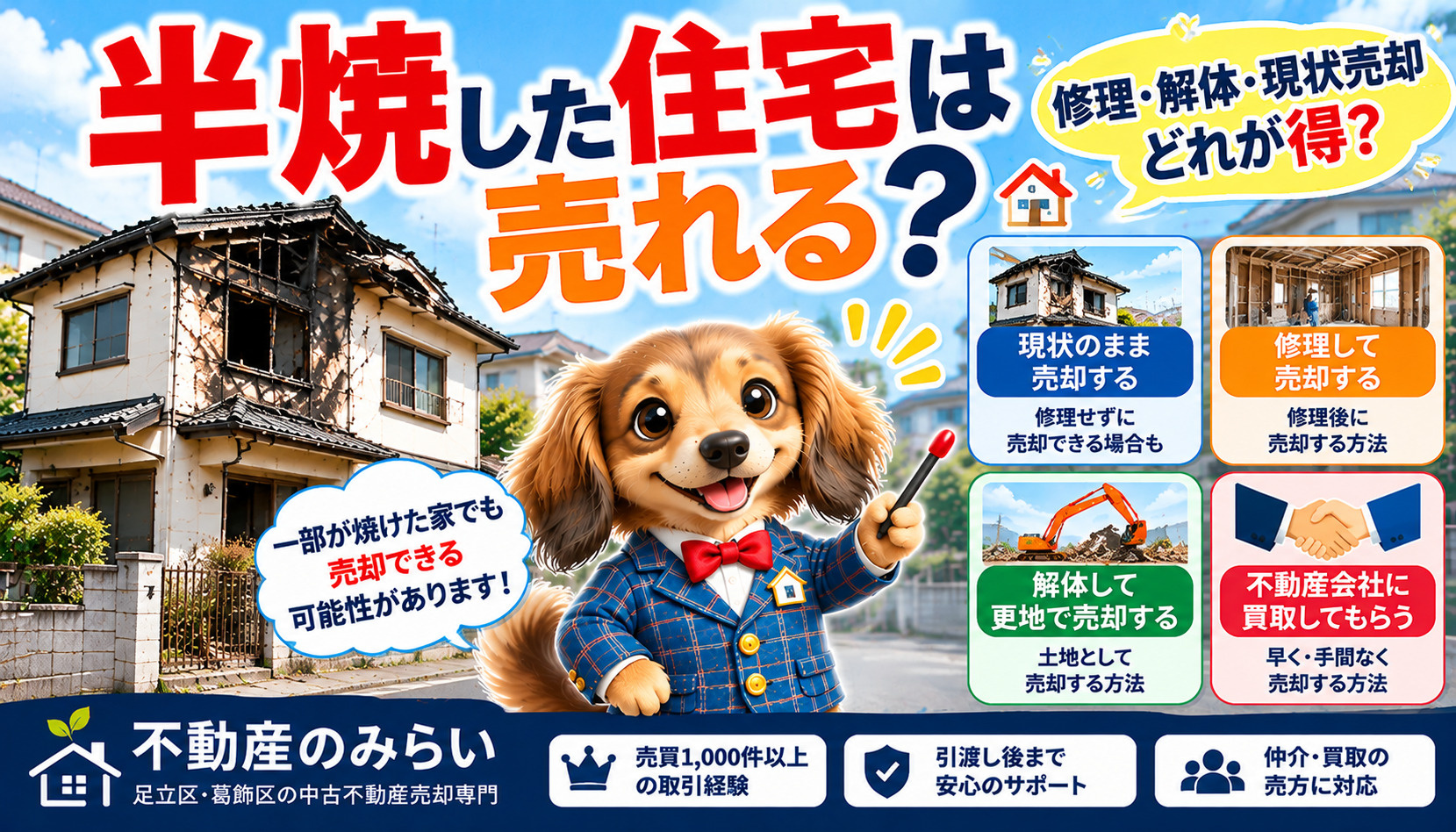 半焼した住宅の売却方法と注意点｜修理・解体・現状売却はどれが...の画像