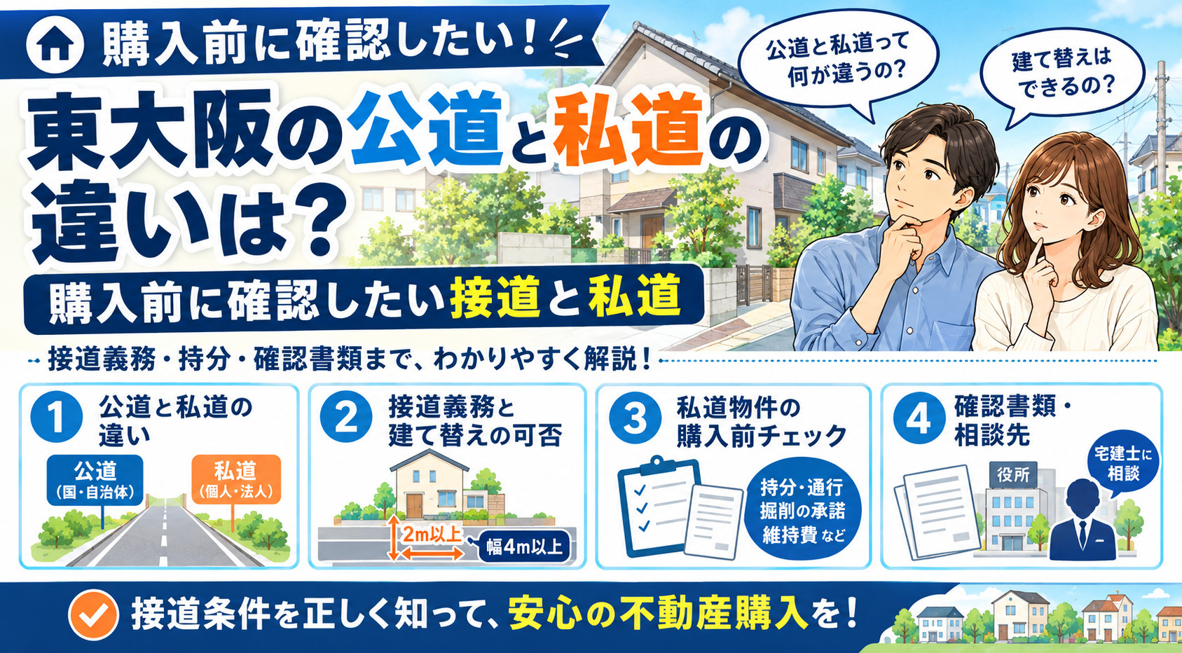 東大阪の公道と私道の違いは？購入前に確認したい接道と私道の画像