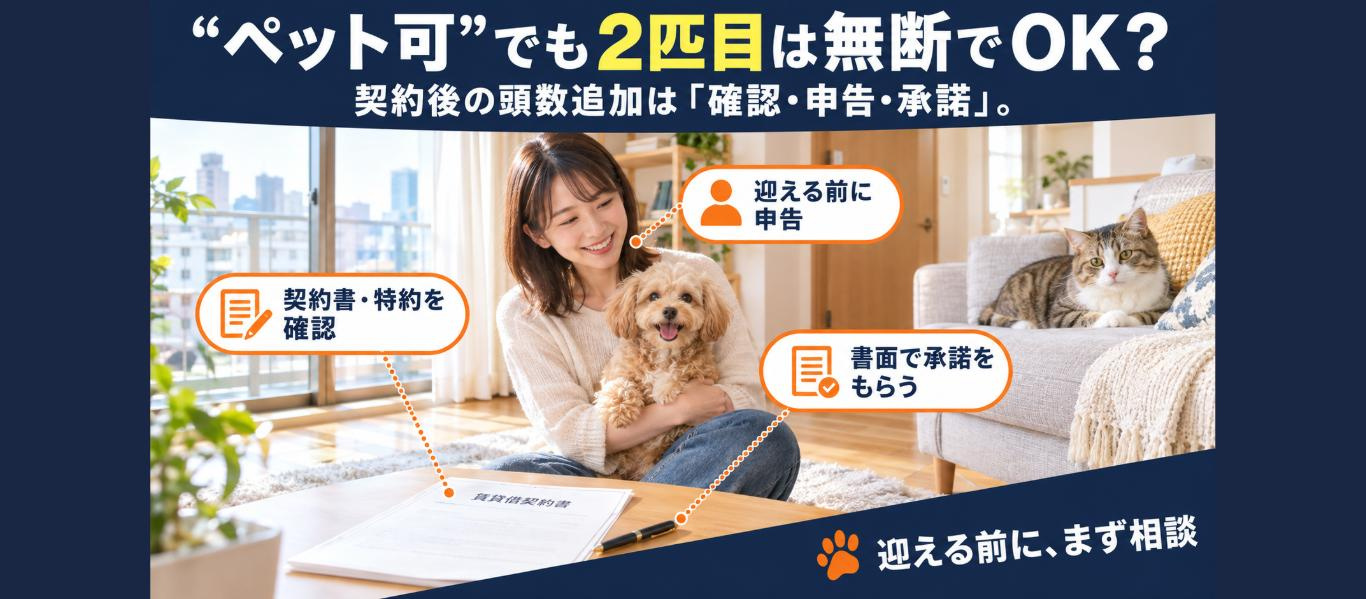 「ペット可」でも2匹目は無断でOK？契約後に頭数を増やす前に...の画像