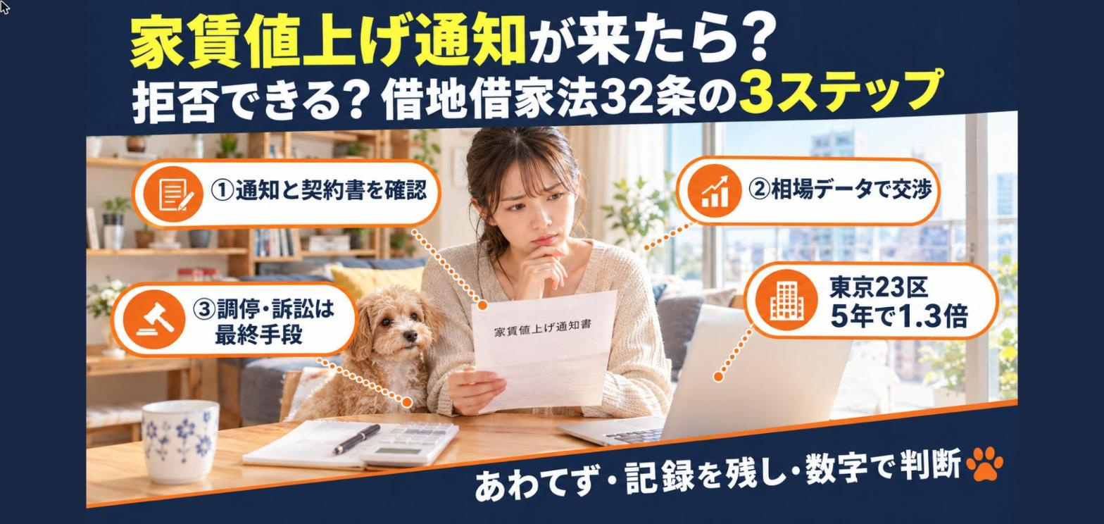 家賃値上げ通知が来た！拒否できる？借地借家法32条の3ステッ...の画像